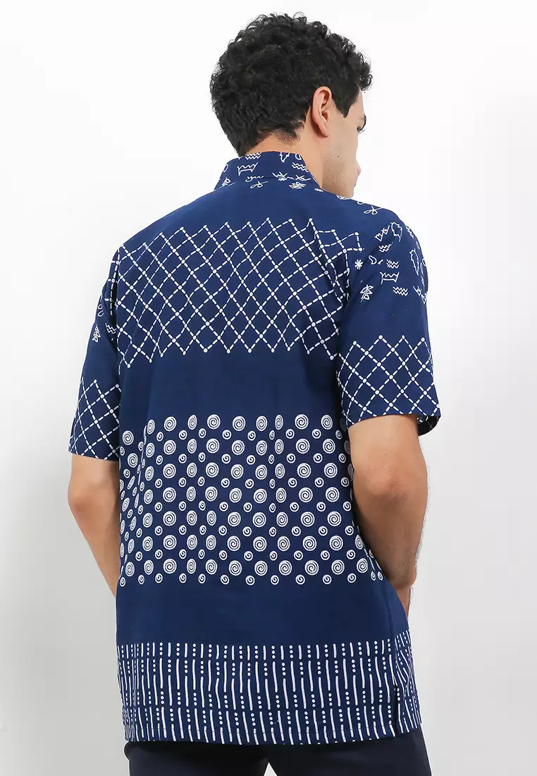 Jaring Kemeja Batik Exclusive Premium Pria Casual Modern Lengan Pendek