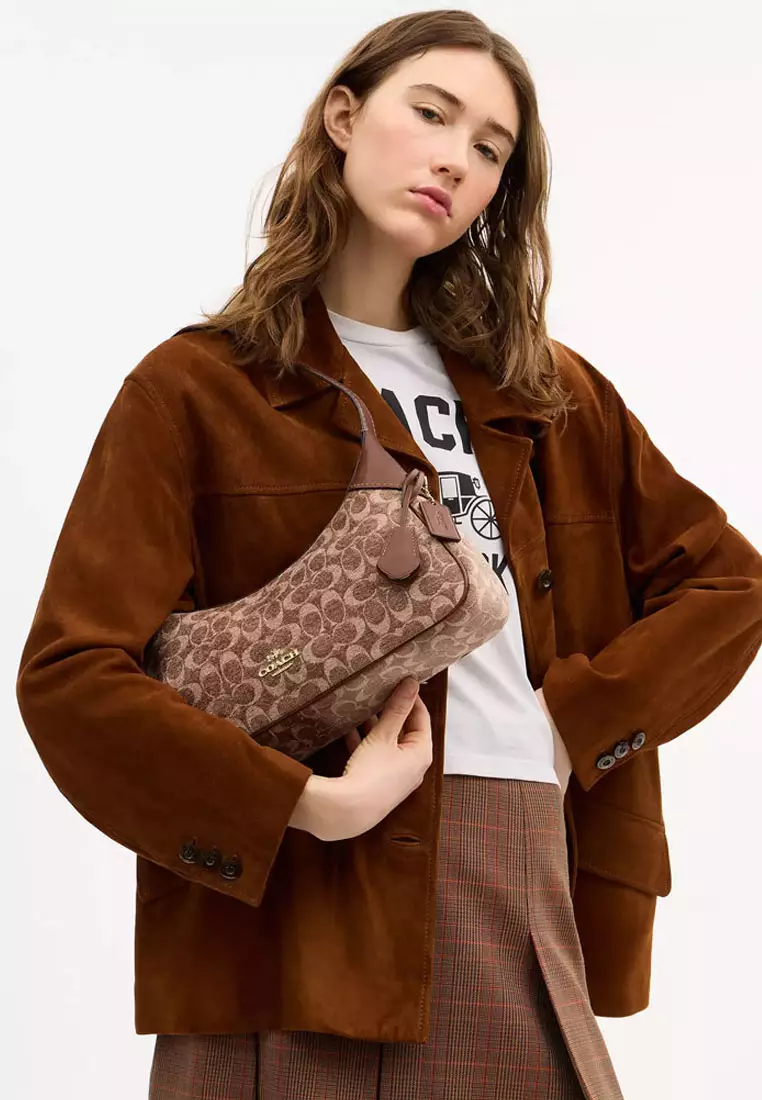 Ella Small Shoulder Bag In Signature Chenille