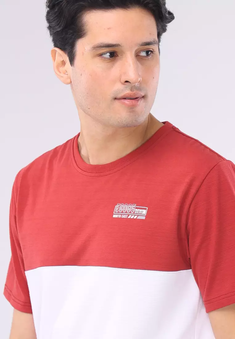 Round Neck Streaky Short Sleeves