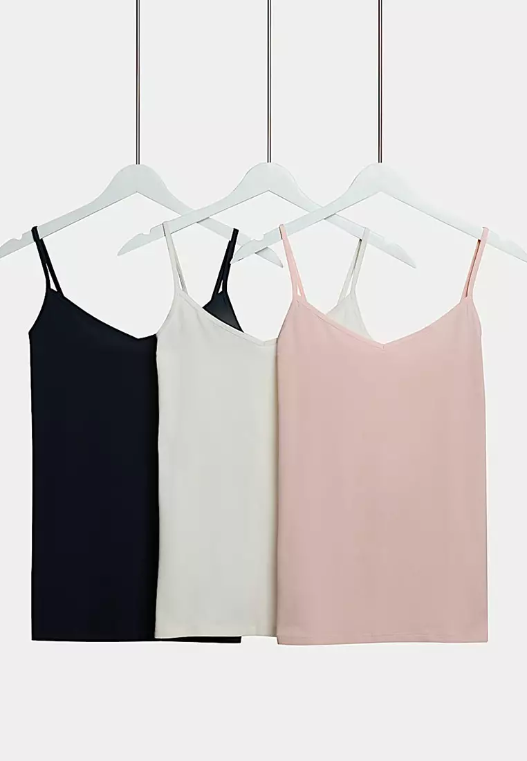 3pk Cotton Rich Strappy Vests
