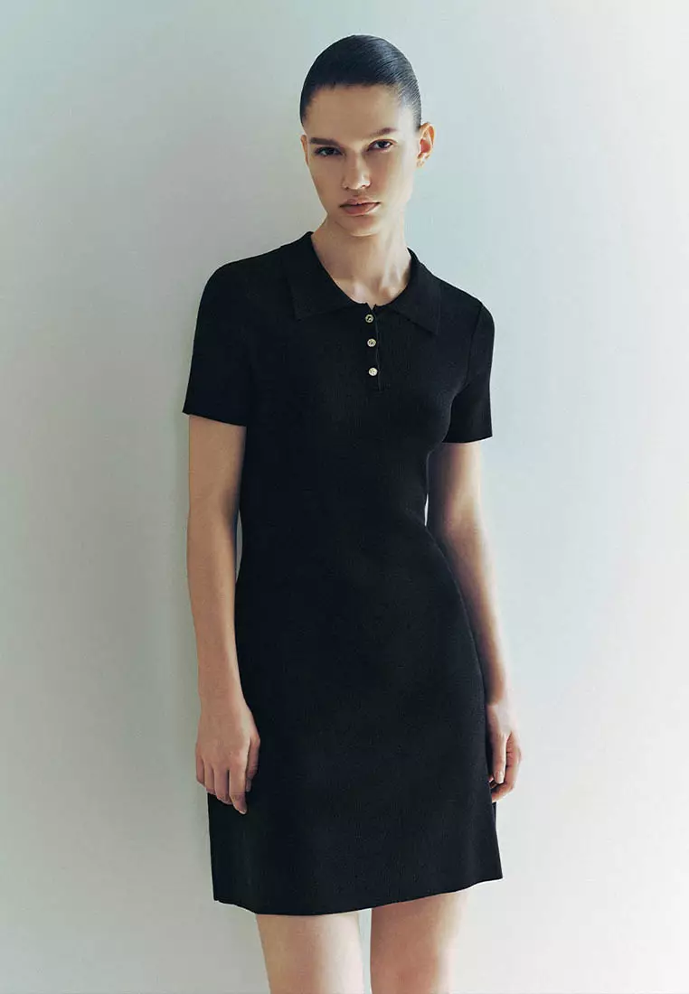 Standard Sleeve Polo Knitted Dresses