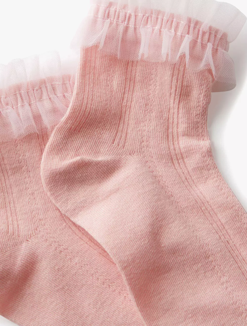 LACY FRILL ANKLE SOCK - Pale Pink