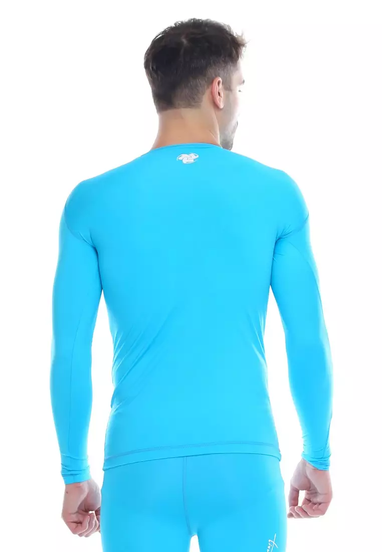 Tiento Man Baselayer Baju Ketat Manset Olahraga Pria Long Sleeve Turkis Rashguard Sport Original