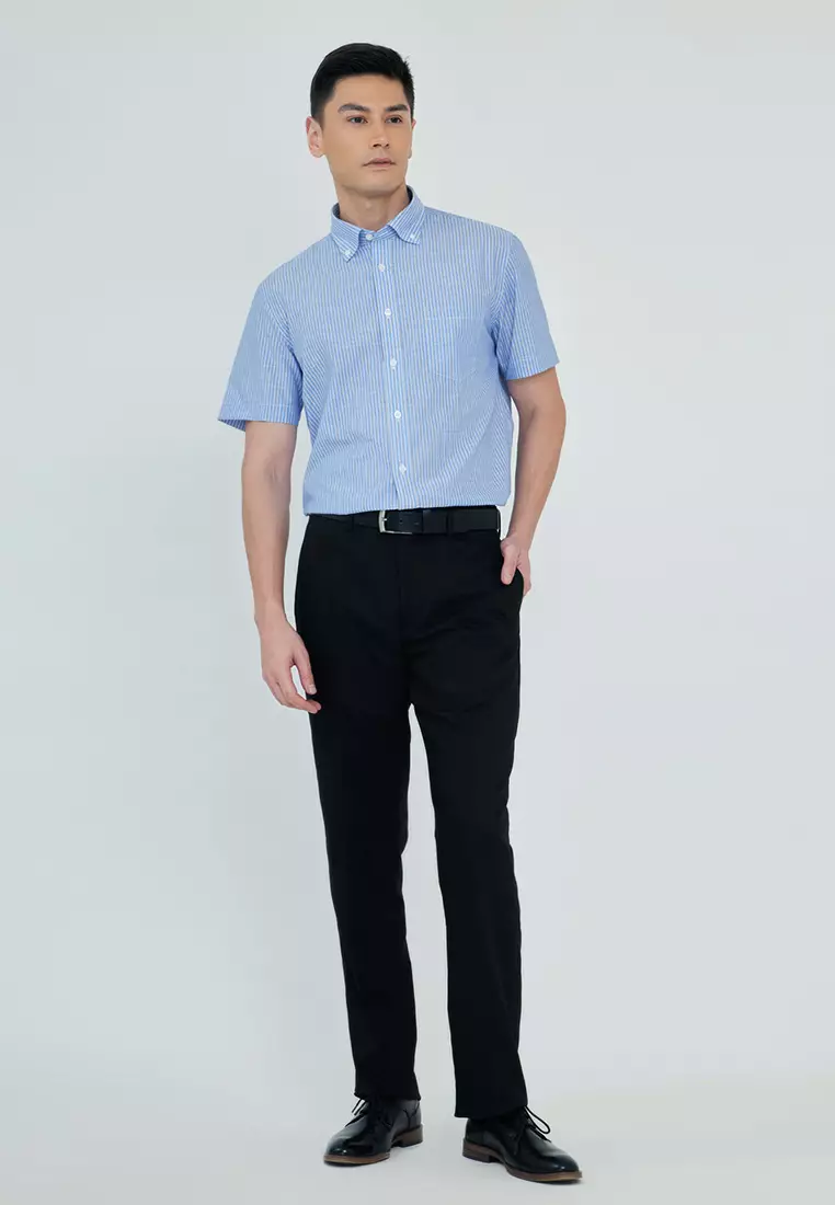 Stripes Button Down Casual Short Sleeve Shirt