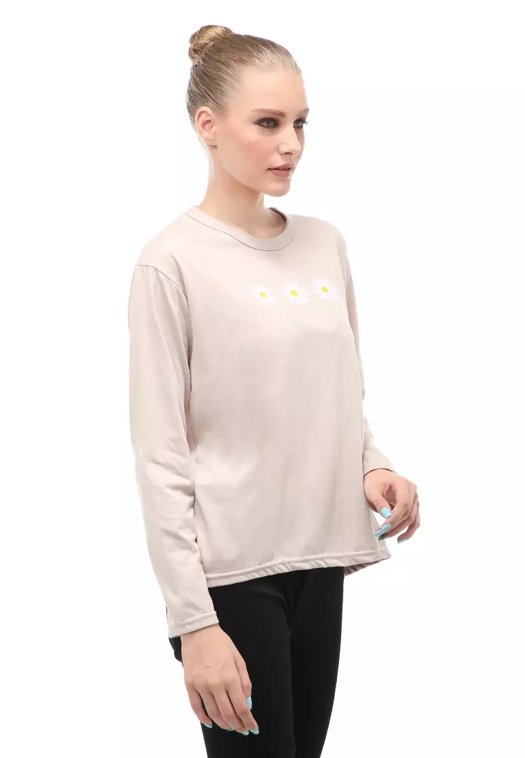 Dreama Kaos Oversized Long Sleeves Atasan Wanita Relaxed Fit - Bepan Triple Daisy