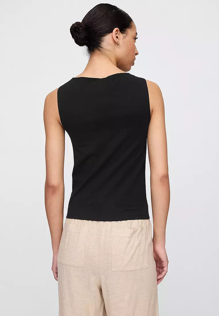 Sleeveless Boat Neck Tank Top