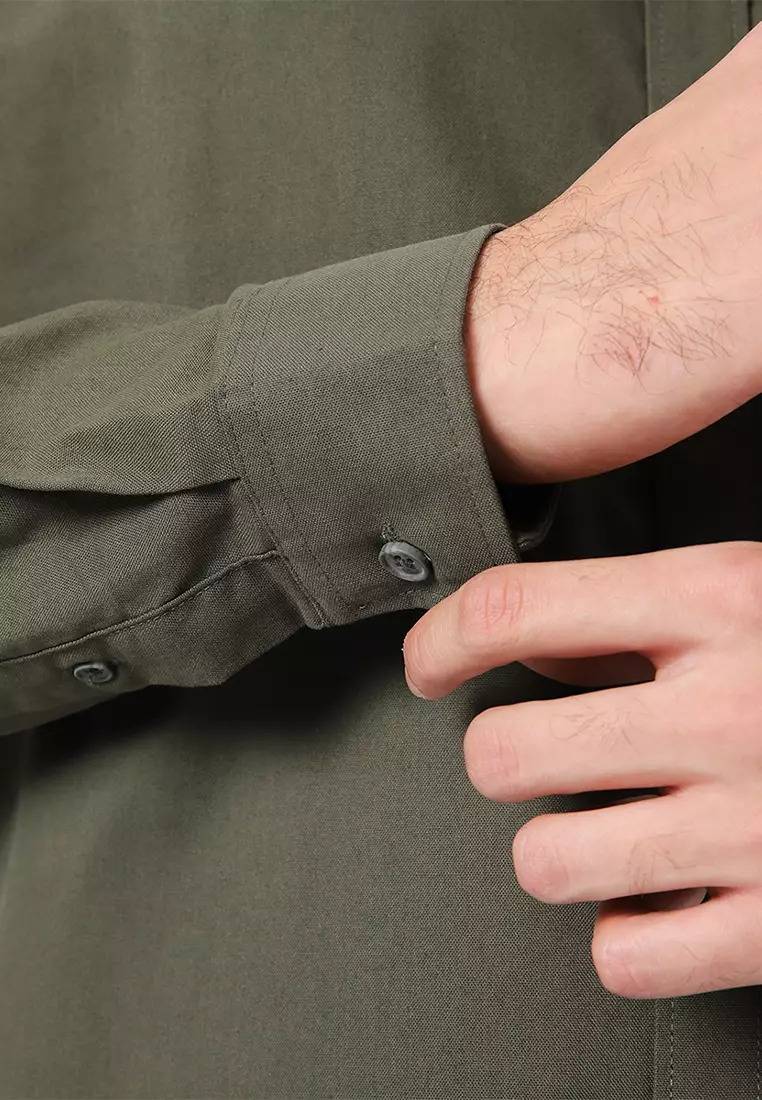 ELMO GREEN OLIVE Kemeja Lengan Panjang Pria - Top Man Shirt