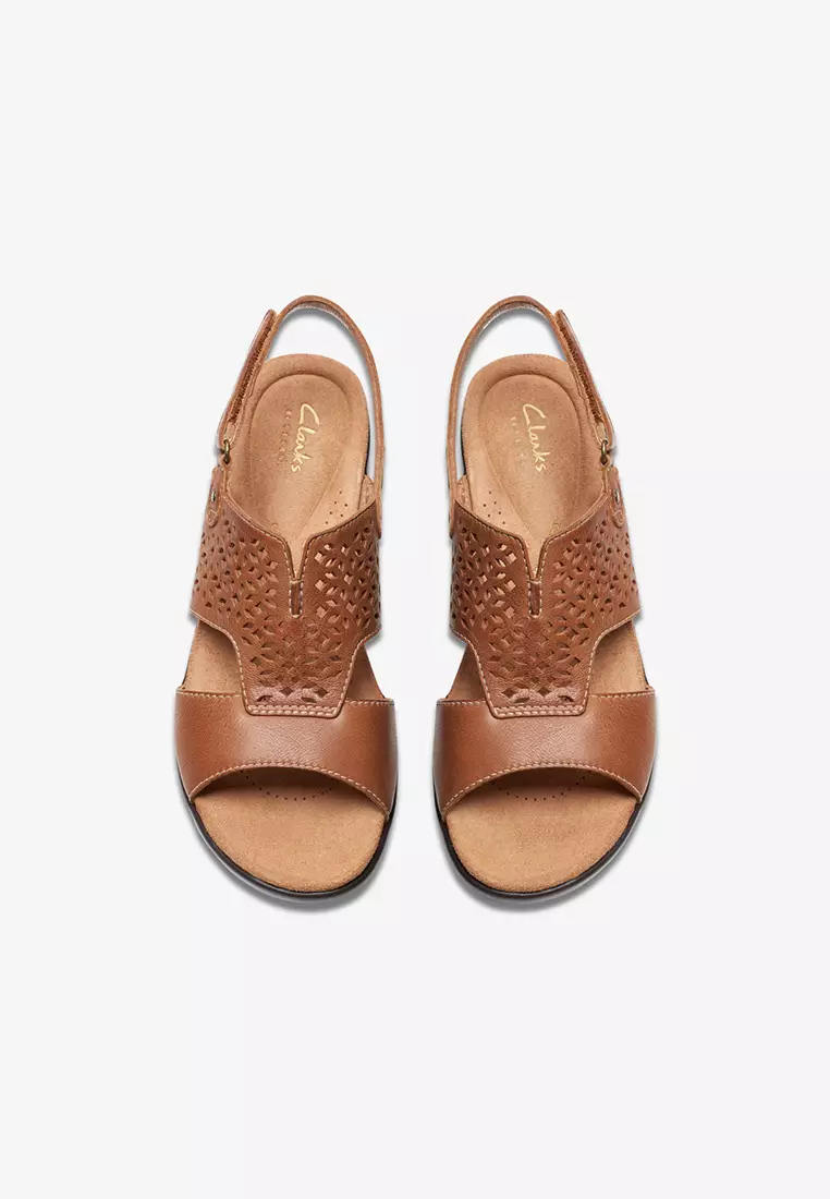Clarks tan wedge sandals shop