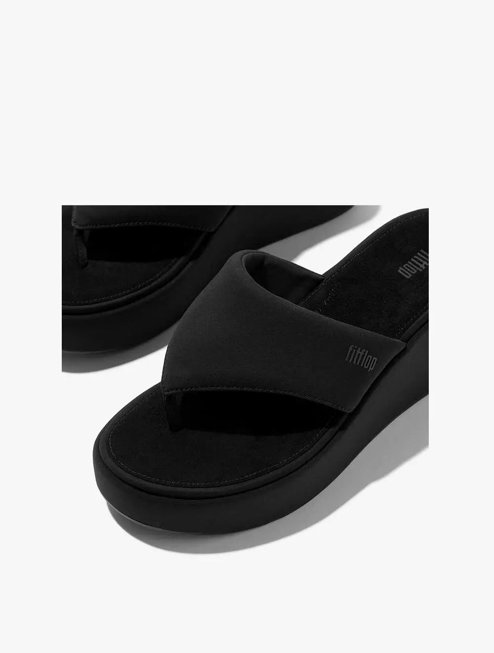 Fitflop Platfforms Wedge Toe-Post SandalsAll Black