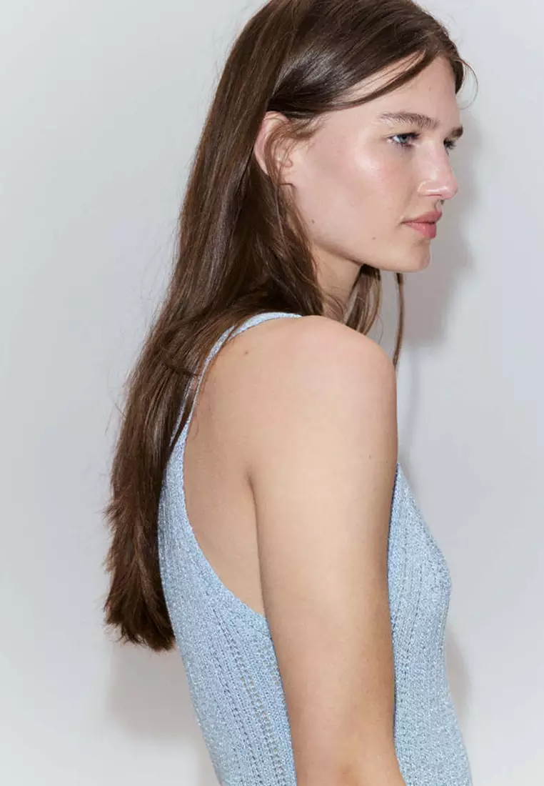 Openwork Lurex Knit Top