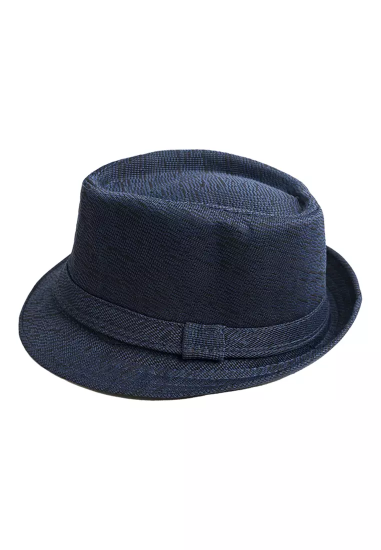 Topi fedora cowboy hat fedora linen navy houseofcuff
