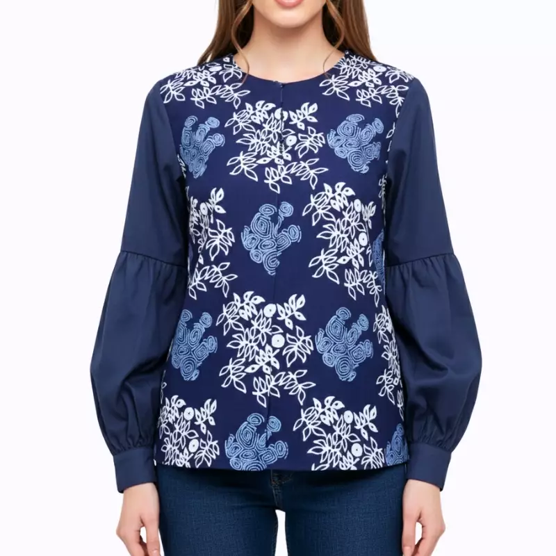 Blouse Batik Wanita - Atasan Batik - Bhatara Batik Mutiara - Baju Batik Modern Lengan Panjang