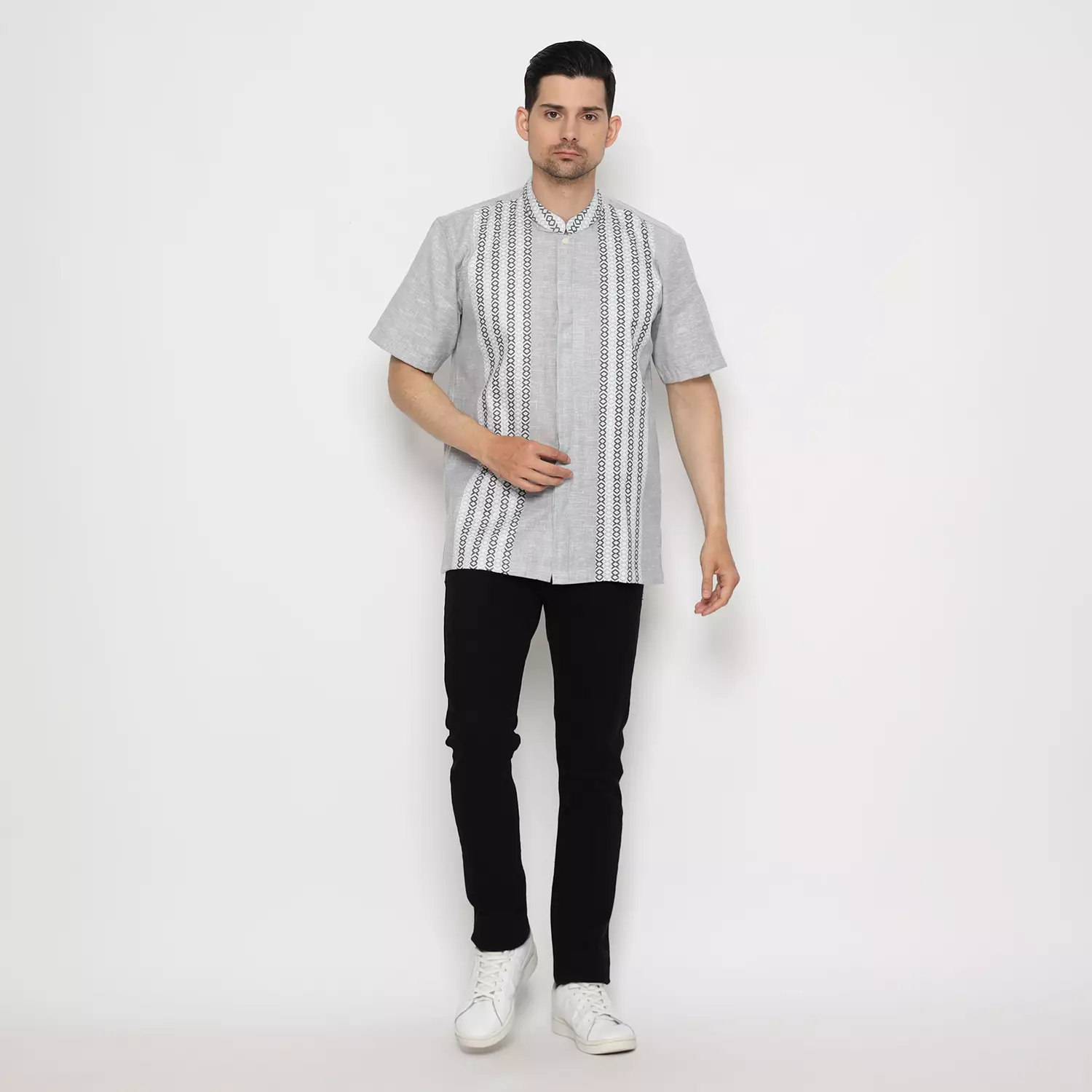 Platini Kemeja Koko Pria Lengan Pendek Katun Abu 931183