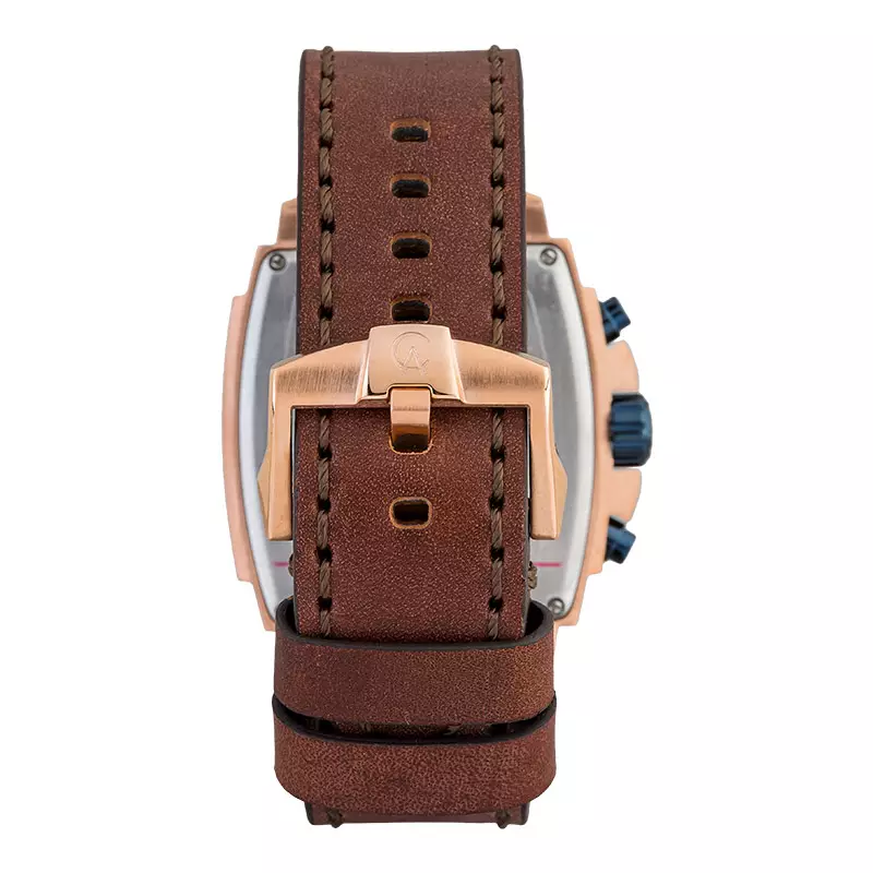 Jam Tangan Pria Alexandre Christie Chronograph AC 6376 MC LURBA Black Dial Brown Leather Strap