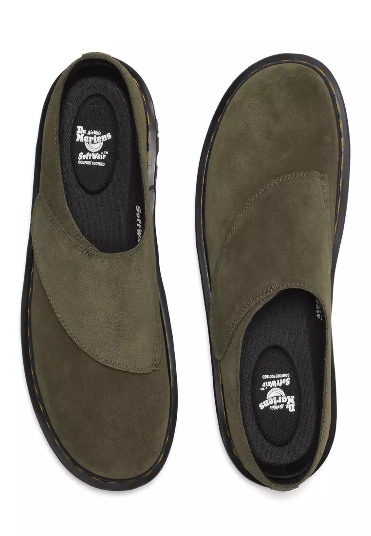 Dr. Martens Women's Zebzag Anywair Olive Bronx Suede Clogs