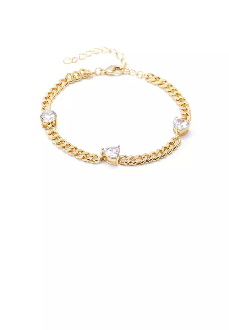 Gold heart outlet chain bracelet