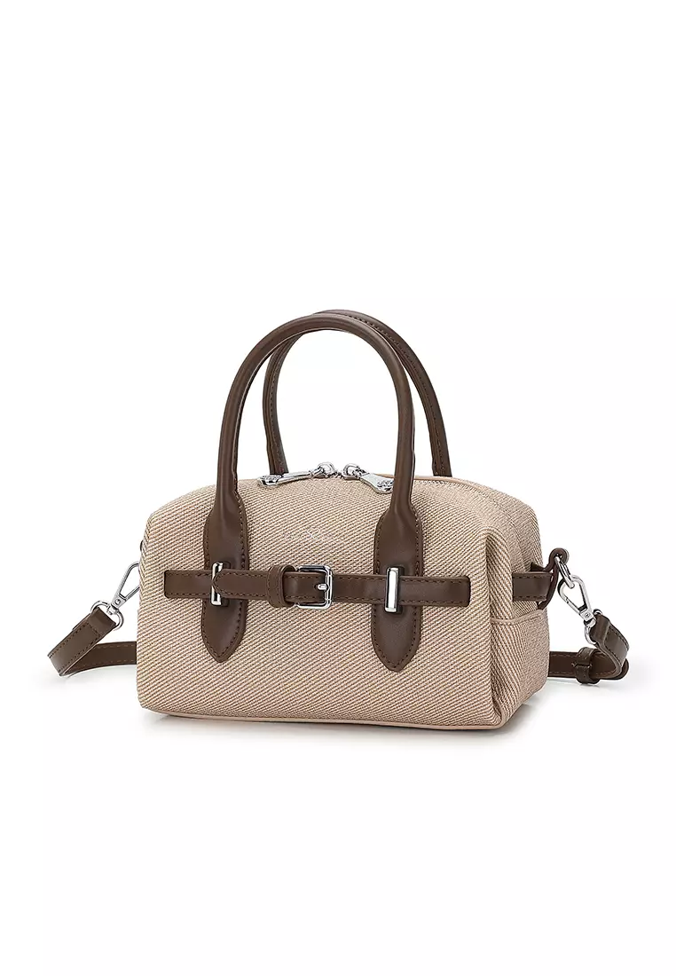Women's Top Handle Bag / Sling Bag / Crossbody Bag / Shoulder Bag (Tas Tangan Wanita / Tas Selempang Wanita / Tas Bahu Wanita) - Krem