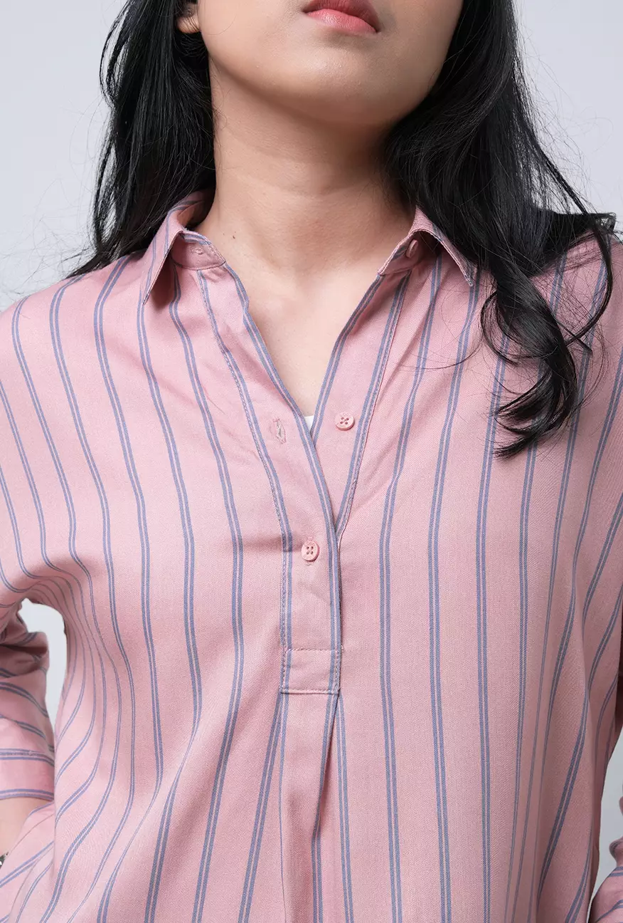 Kemeja Wanita Adeline Pink Grey