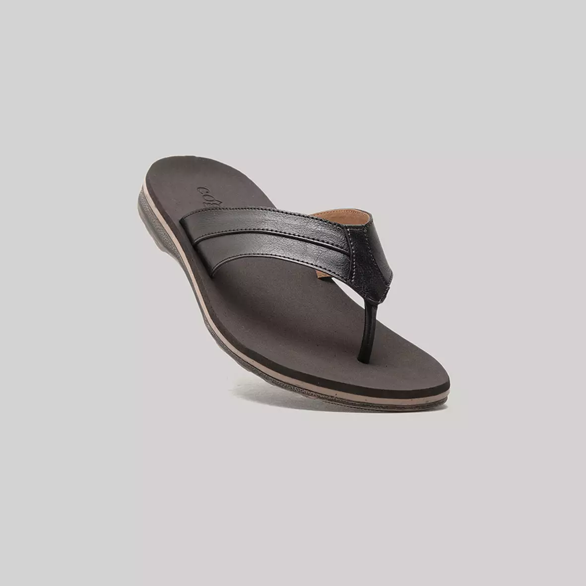 Sendal Jepit Kulit Pria Cogen Sandal Cowok Flip Flop Marino Leather - Black