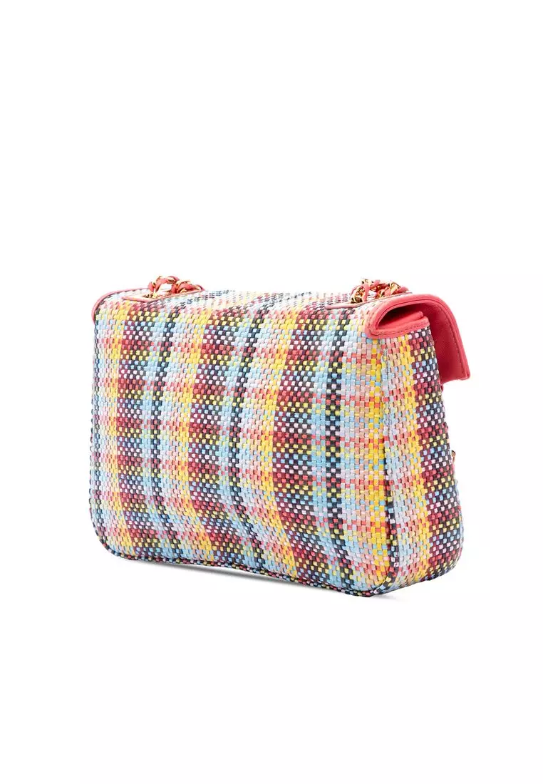 Pre-Loved Fendi Multicolor Woven Nappa Be Baguette Crossbody