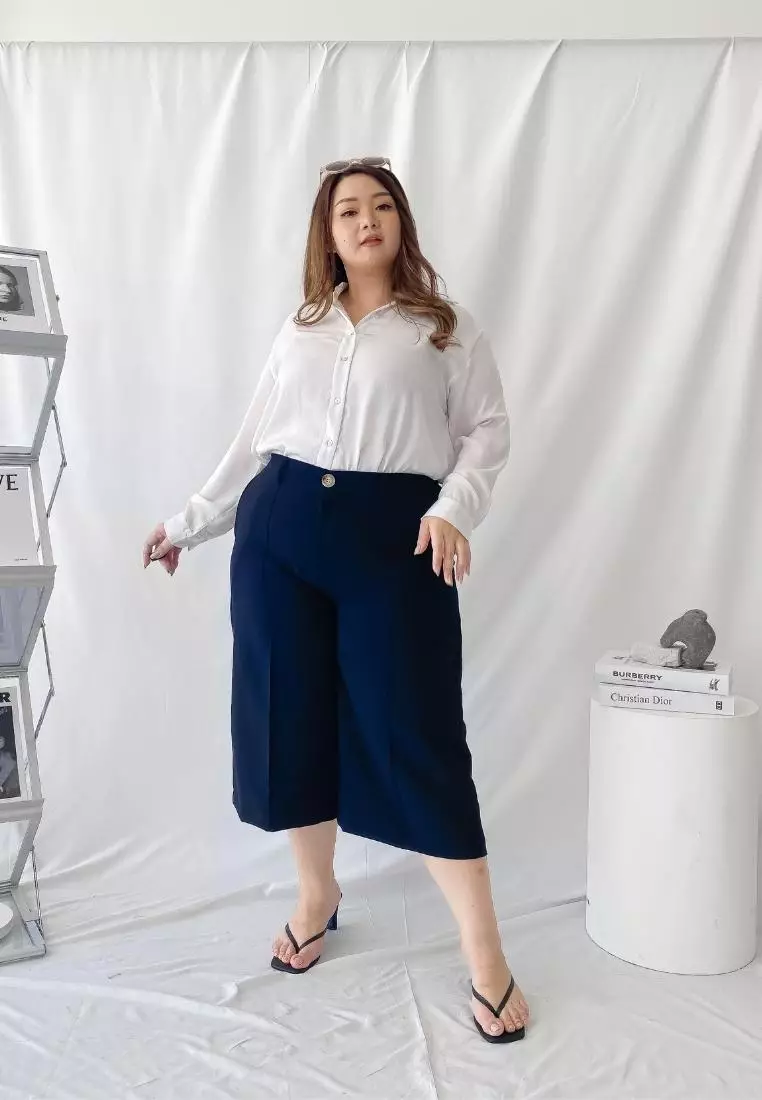 Plus Size Cullote Pants Marche Navy