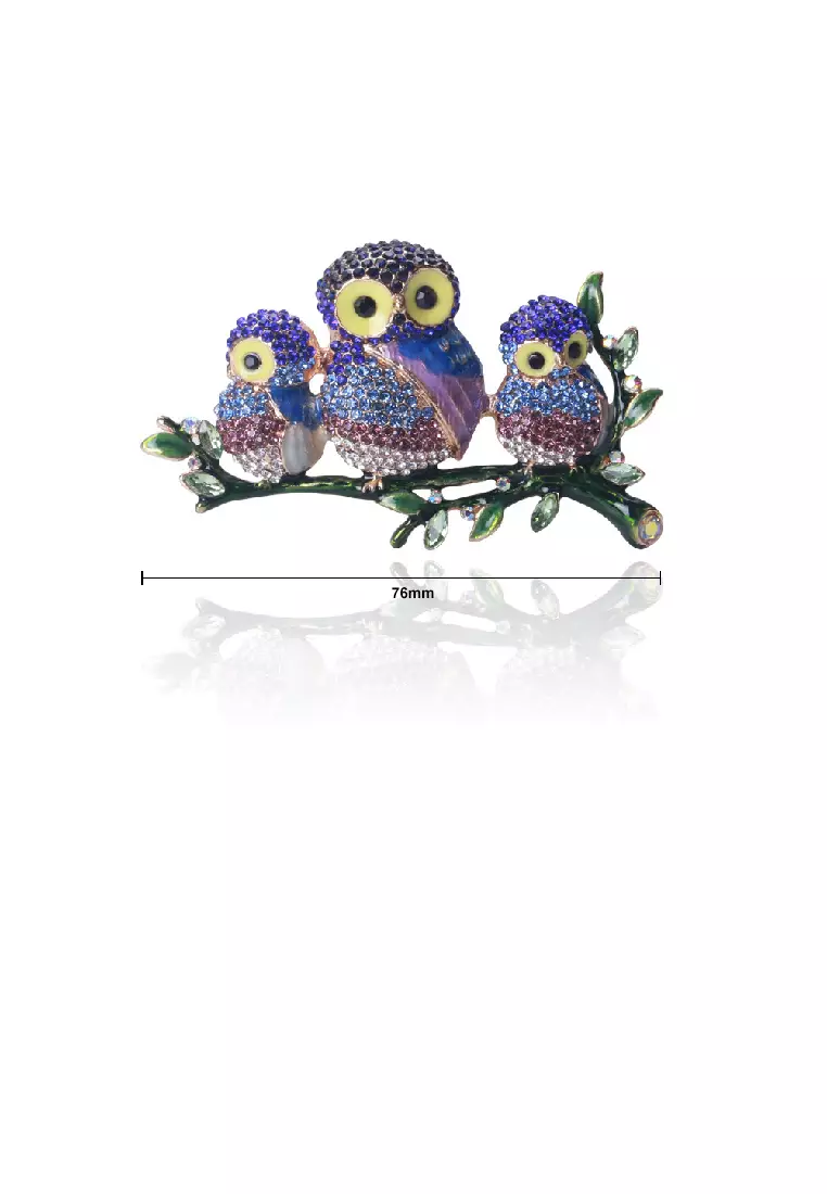Buy Mooclife Fashion Brilliant Plated Gold Enamel Owl Brooch with Cubic ...