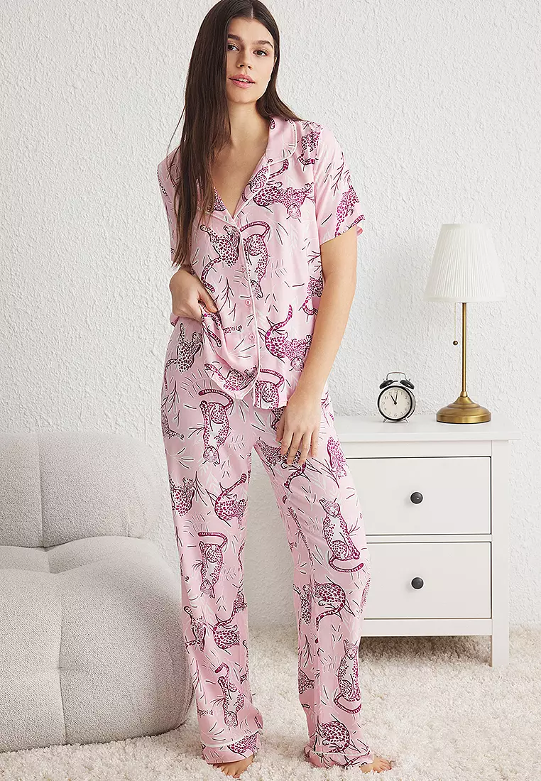 Buy Trendyol Pink Animal Patterned Woven Pajama Set 2025 Online