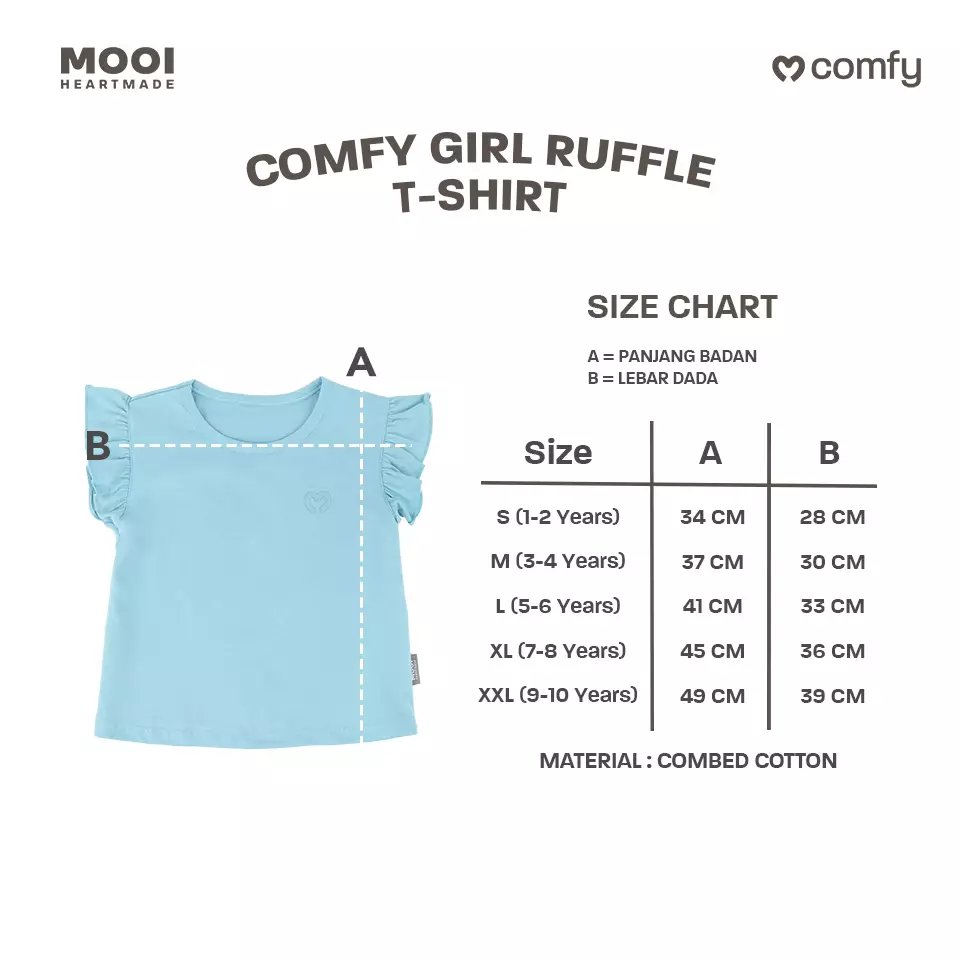 Mooi Atasan Anak Perempuan Comfy Girls Ruffle T-shirt - Red Clay