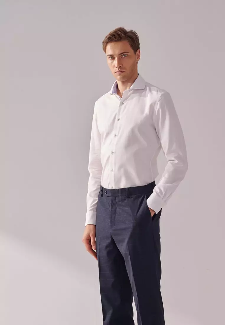 White Textured Classic Fit Shirt
