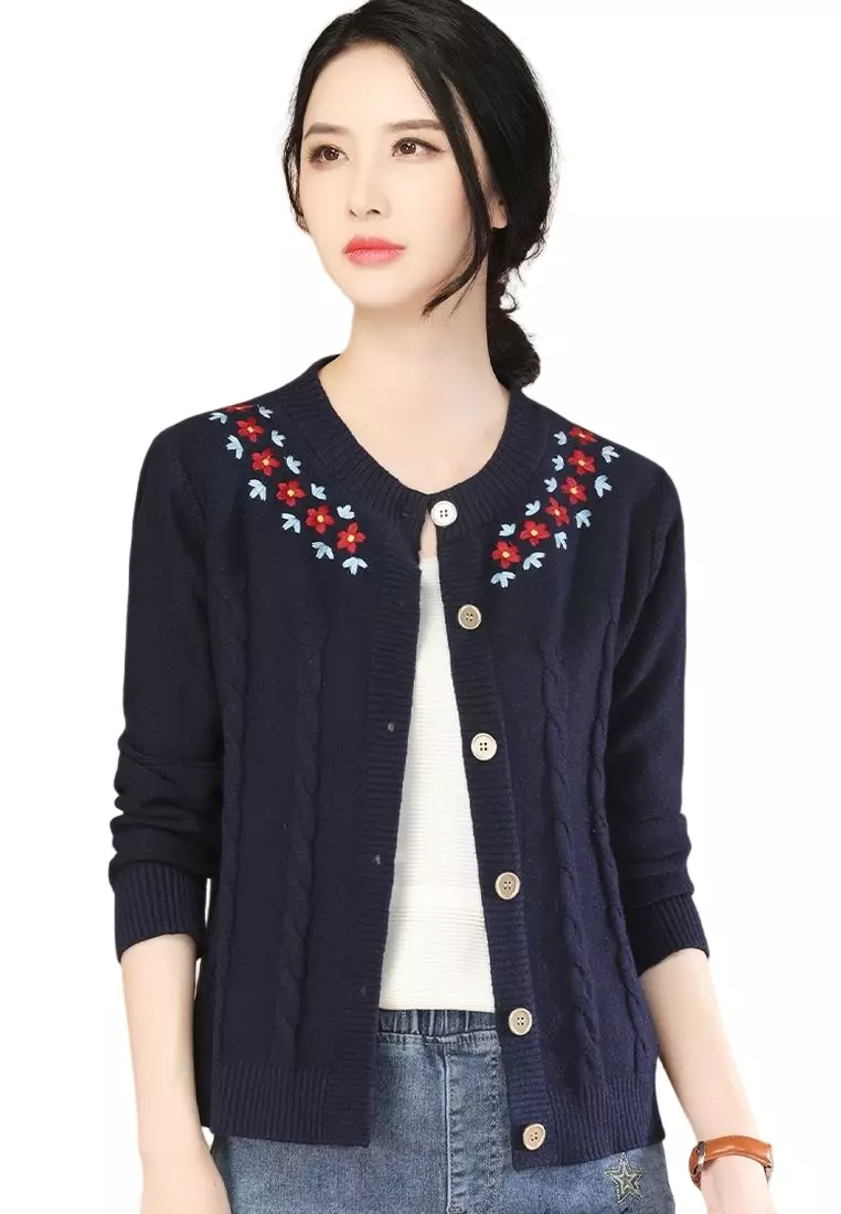 線上選購A-IN GIRLS 時尚刺繡針織外套| ZALORA 台灣