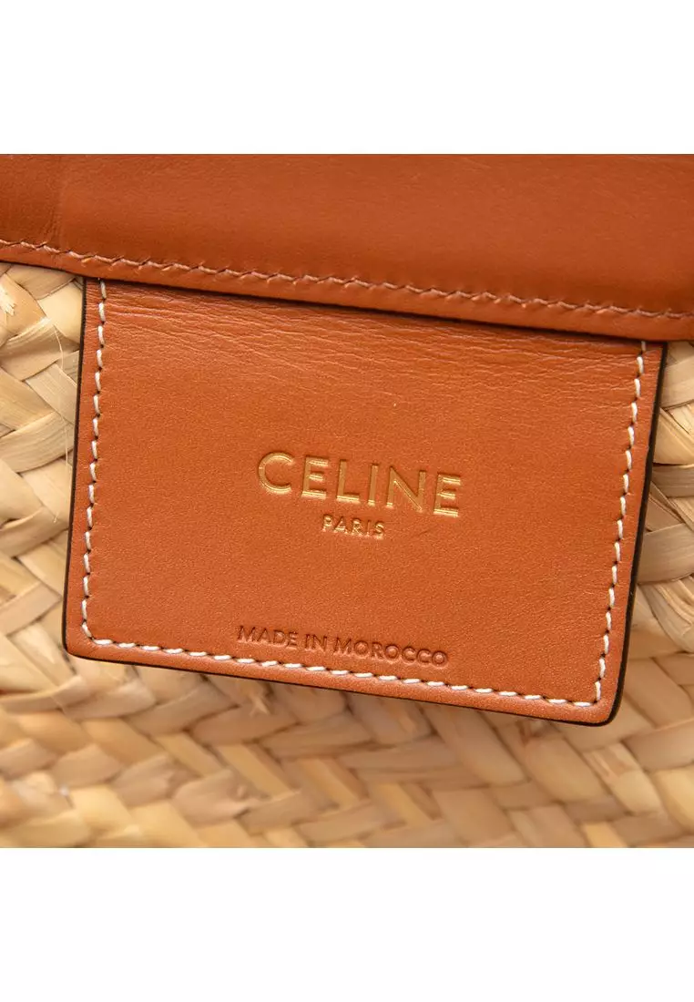 Pre-Loved Celine Large Raffia Classic Studded Panier Tote