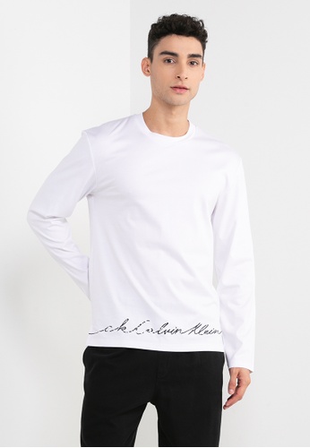 ck Calvin Klein white Cursive Logo Tee 30789AA2F005C4GS_1