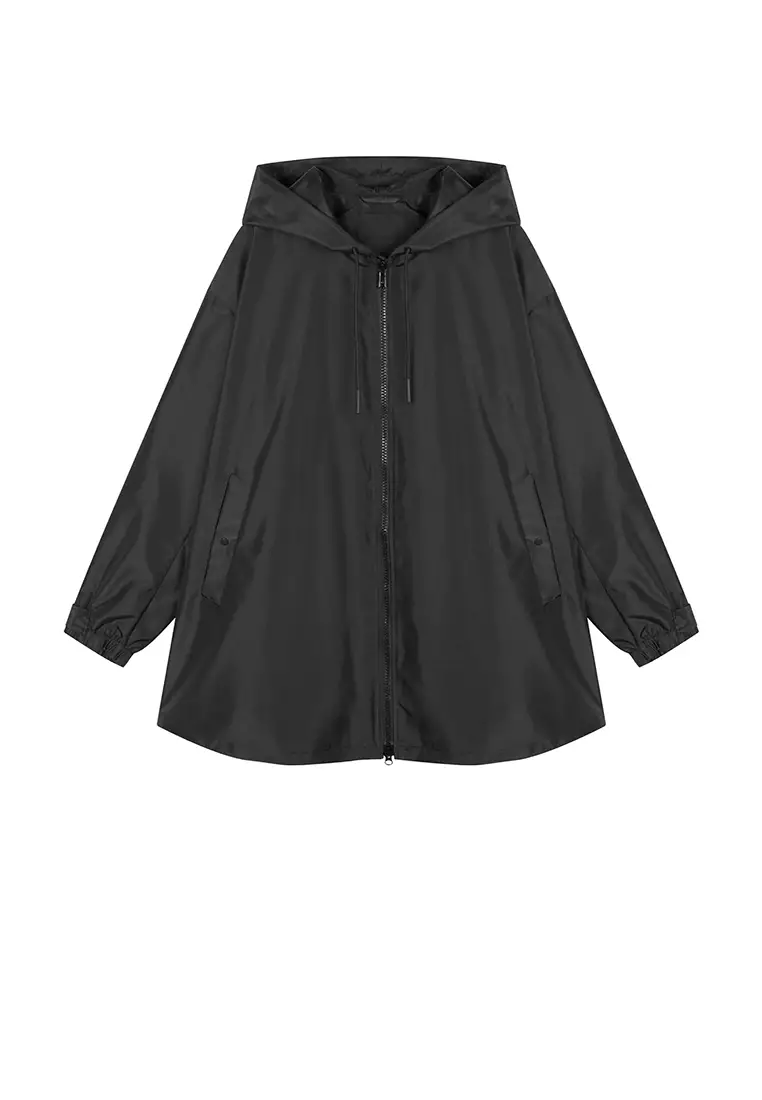 Loose hooded short windbreaker