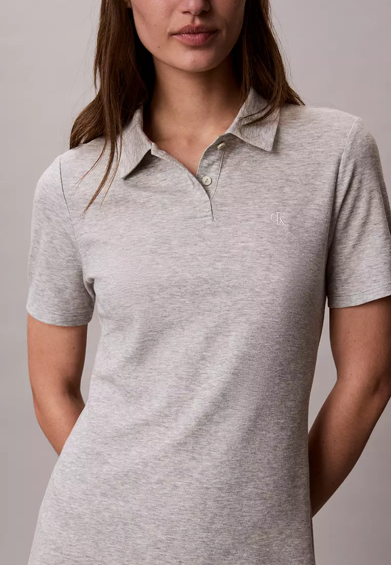 Cotton-Lyocell Drape Polo Dress - Calvin Klein Jeans
