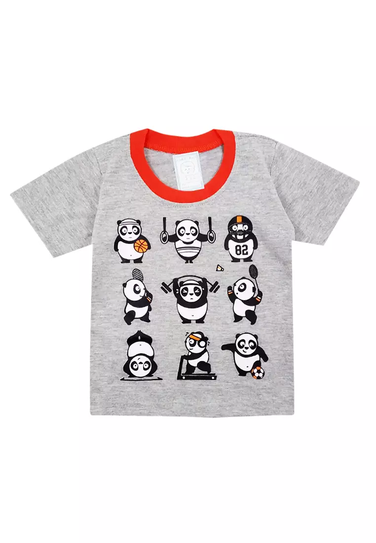 Skabe Pakaian Bayi Anak Laki Laki Baju Atasan Lengan Pendek Motif Panda Setelan Celana Jeans All Size Warna Tua Usia 6 Bulan Hingga 12 Bulan 3422 Wakakids Waka Kids