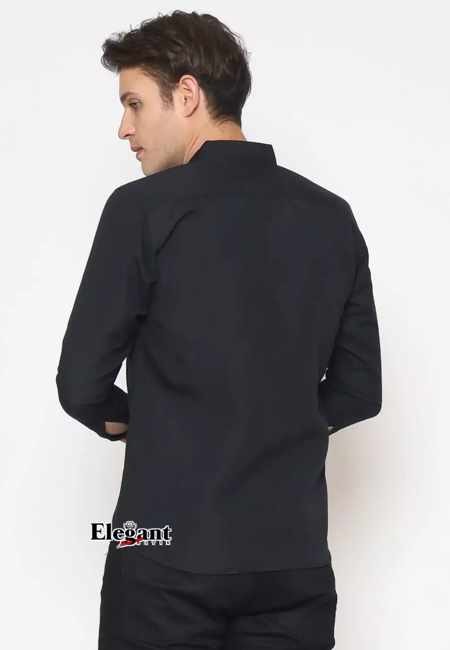 Kemeja Polos Hitam Premium Slimfit Elegant