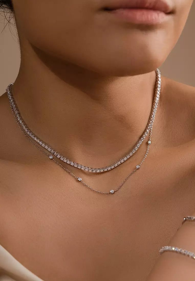 Pave 925 Sterling Silver Tennis Necklace