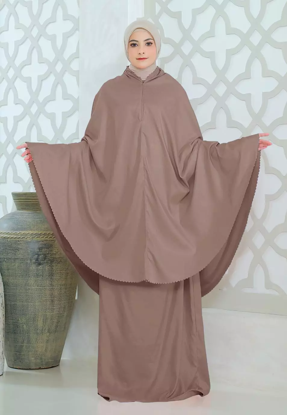 Zelena - Mukena Basic Sabira Lasercut 2in1 Prayer Set - Dewasa