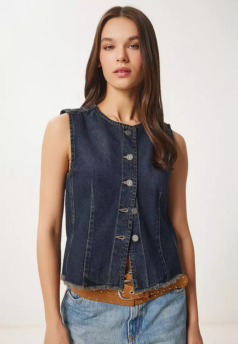 Buy Happiness Istanbul Fitted Denim Vest 2025 Online ZALORA