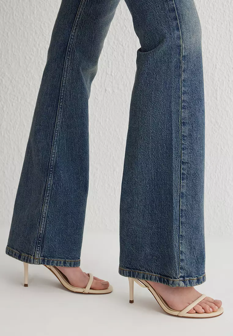 Dark Blue High Waist Flare Jeans