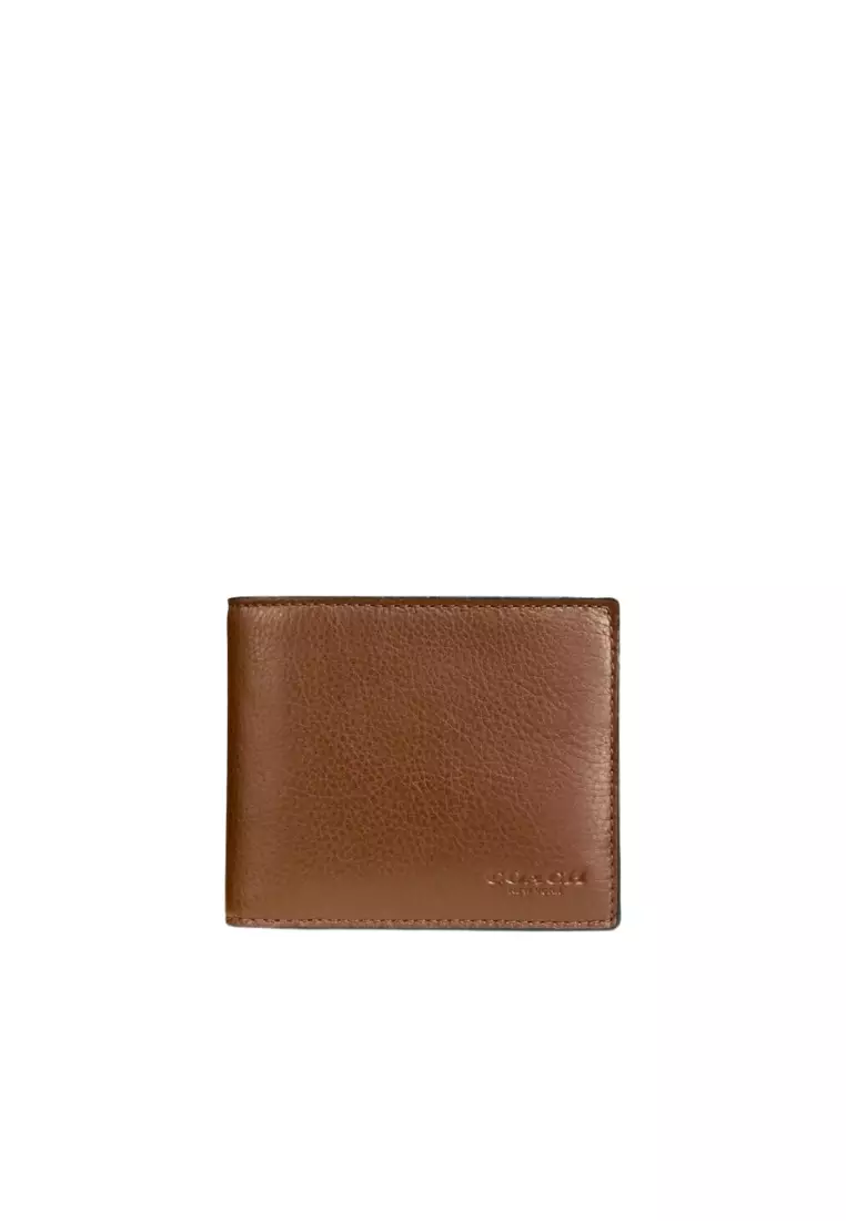Buy Coach Coach Compact ID Wallet Sport Calf Leather In Dark Saddle ...