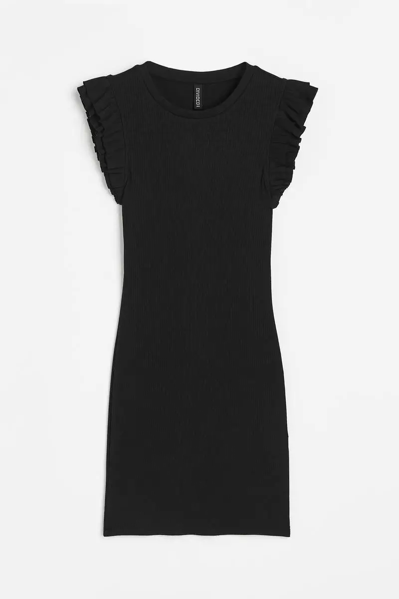 Flutter-sleeved bodycon dress