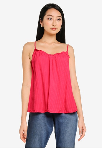 Old Navy red Ruffled Textured-Dobby Cami Top 19F07AA71A46DEGS_1
