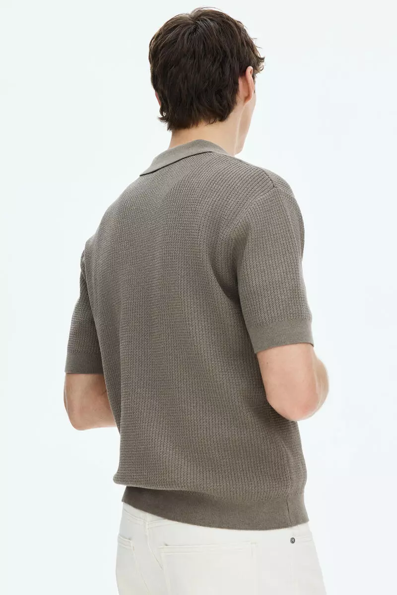 Regular Fit Cable-knit polo shirt