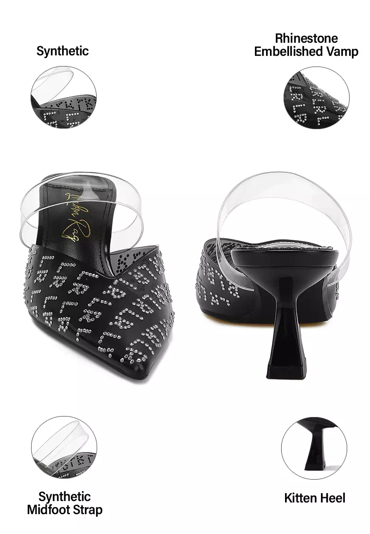 Pointed Toe Kitten Heels in Black