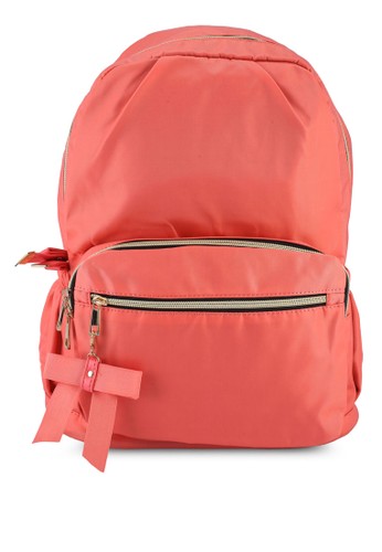 NUVEAU pink Premium Contrast Zip Nylon Backpack 89942ACDF3A208GS_1