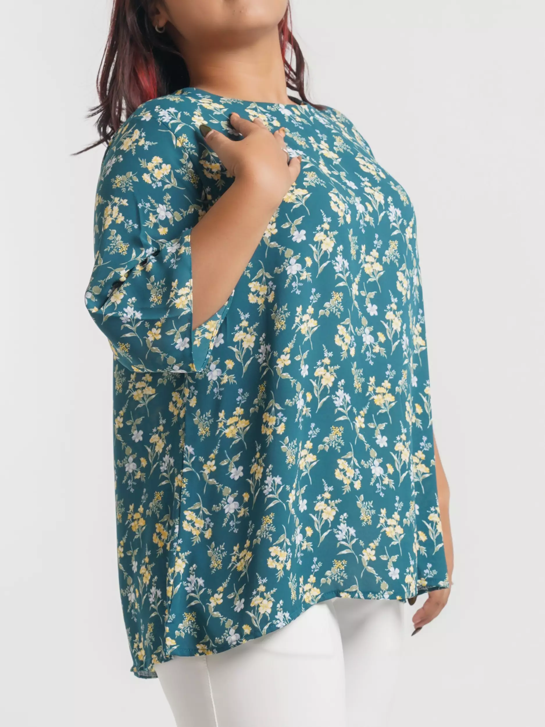 Plus Size Blouse Hera Green Flower