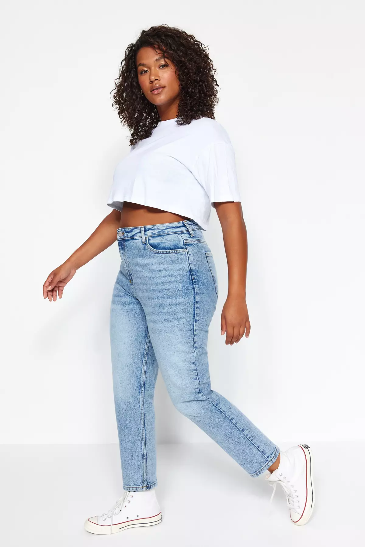 Trendyol Plus Size Blue Mom Fit Jeans 2024