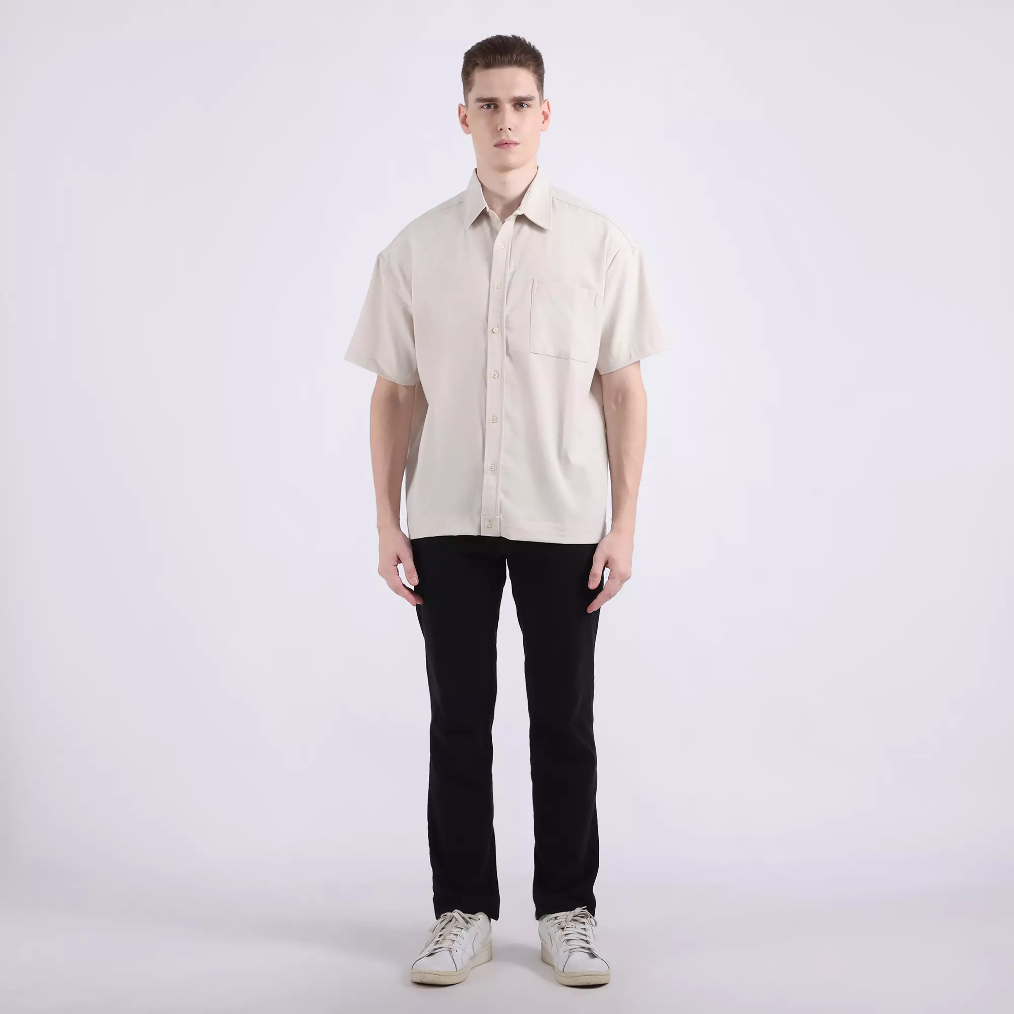 LARUSSO Resort Collection - Technical Linen Oversize Wrinkle Free - Barely White