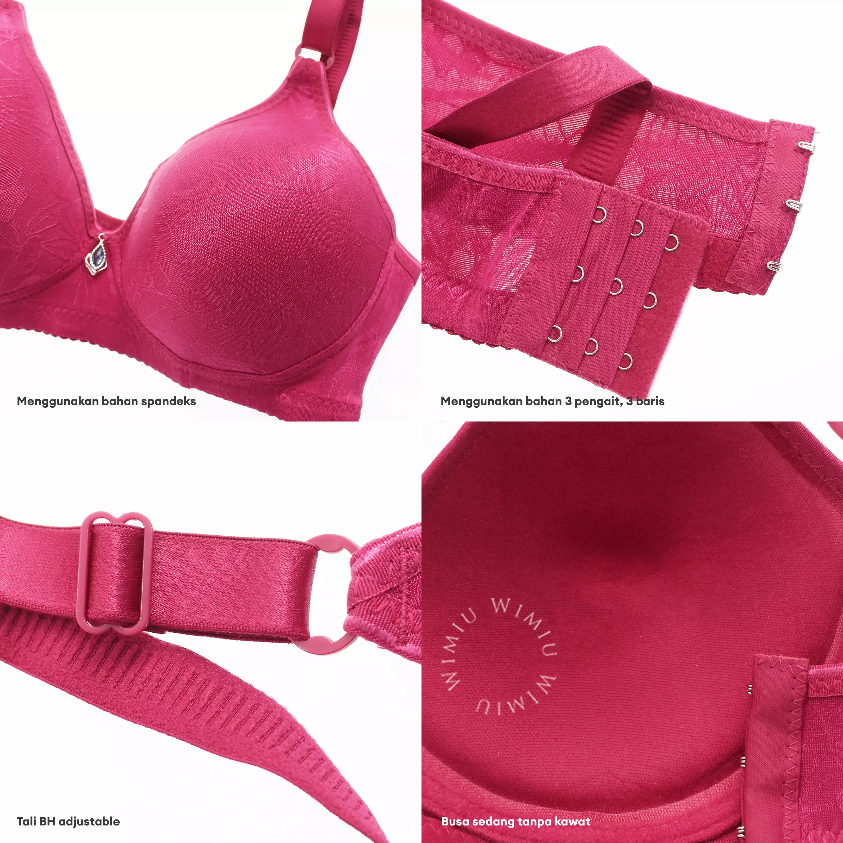 Wimiu BH Bra Wanita BH Tanpa Kawat Busa Tipis Motif Garis Jaring Beha Women Woman Cewe Perempuan Remaja 100128